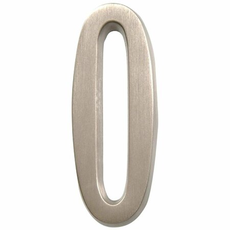 ORNATUS OUTDOORS 4 in. Nickel Distinctions Zinc Die-Cast Adhesive Plaque Number - 0 OR2969047